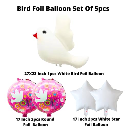 Image of Party Decorz Bird Foil Balloon Set Of 5pcs (1pcs Bird Foil Balloon+ 2pcs Bird Foil Balloon +2pcs Star Foil Balloon) For Bird Theme Birthday Party Decoration
