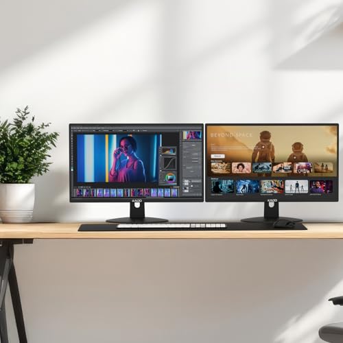 Image of Kado 2-Pack Dual 22 inch Flat Screen 1920x1080 75Hz FHD Computer Monitor | Dual Monitor Setup HDMI Office Gaming Hybrid, VESA Wall Mount Arm Mount Built-in Speakers, Panoramic Display Multi-tasking