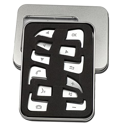 Silver Steering Wheel Button Cover Car Interior Decoration Trim Compatible with Mercedes Benz CLA/CLS/SL/ML/GL/GLK/GLA/A B C E G Class Inner Accessories (12pcs)