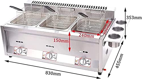 ELEdvb Kommerzielle Gasfritteuse mit großer Kapazität, Küchenfrittiermaschine, LPG-Fritteuse aus Edelstahl, einstellbare Feuerkraft, für Restaurant-Home-Frites-Chips, TriplePot – Bild 6