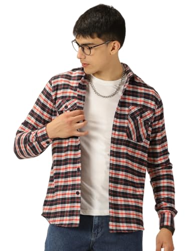 Image of Thomas Scott Men's | Checks | Full Sleeve | Slim Fit | Cotton Blend | Double Flap Pocket | Spread Collar | Casual Shirt