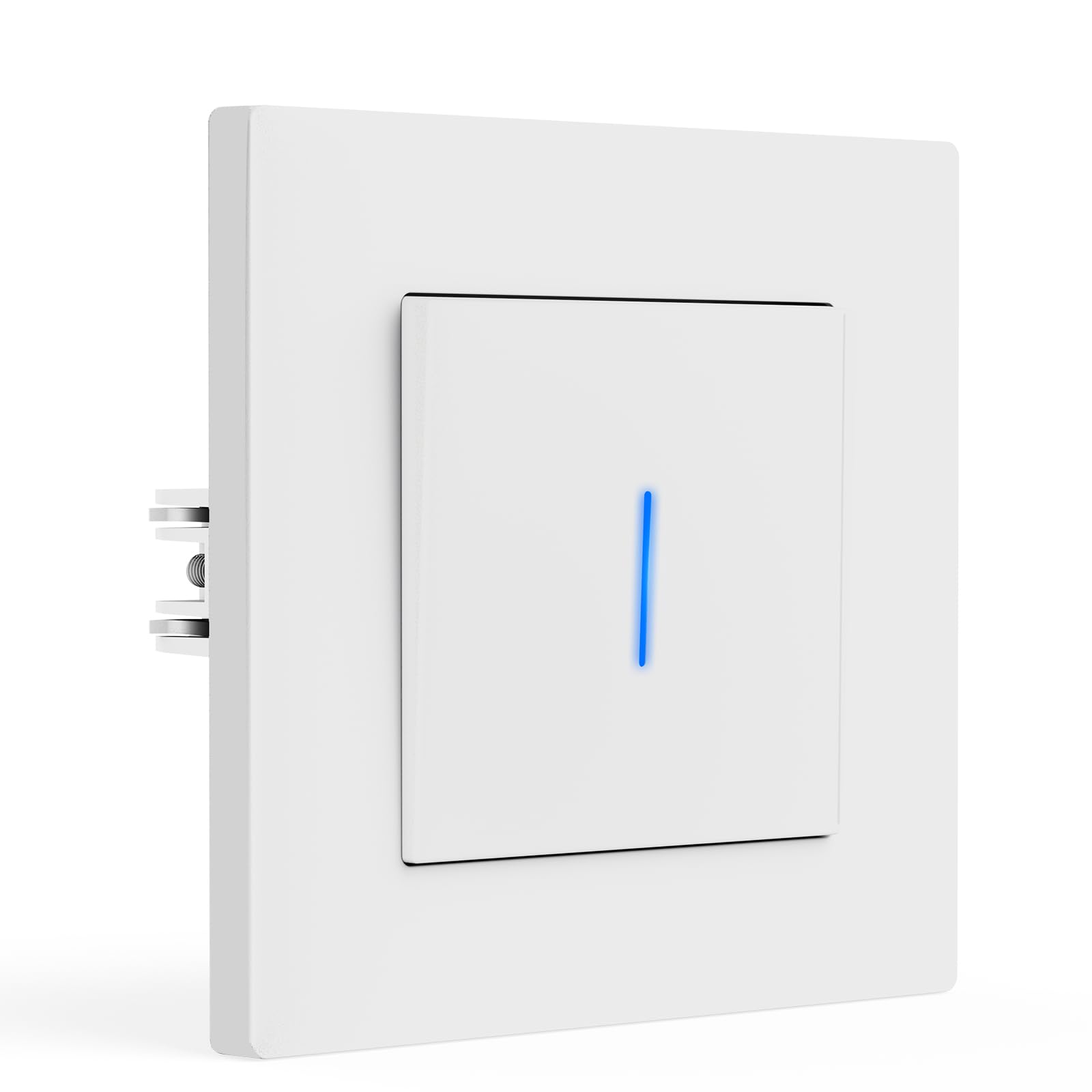 BSEED Light Switch 1 Gang 1 Way, 16A Single Wall Light Switch with LED Indicator, PC Screwless Mechanical Toggle Lightswitch, White, 86mm