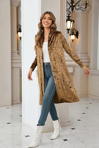 Image of R.Vivimos Women's Long Sleeves Casual Velvet Jacket Open Front Cardigan Coat Outerwear