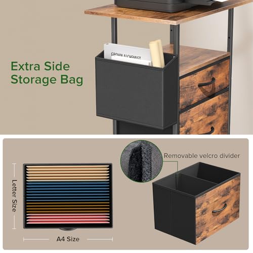 Zvivofla FC01 Mobile File Cabinet With 24'' Wide Desktop, 2 Fabric Drawer Filing Cabinet With Side Bag, Rolling Storage Organizer For Home Office thumb #4