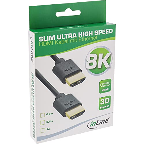 InLine® Slim Ultra High Speed HDMI Cable 8K4K Male/Male 2 m Black/Gold, Black,Gold - Image 2