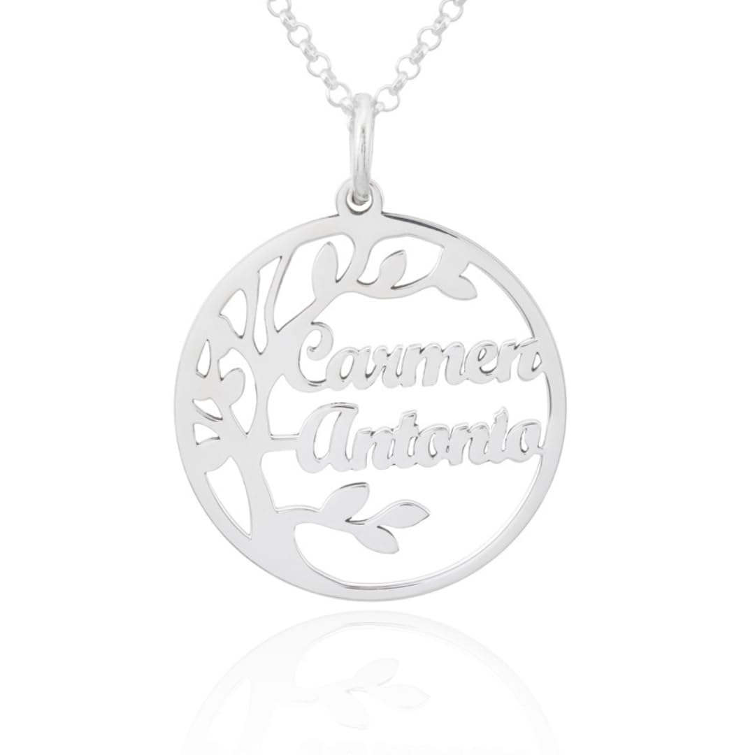 Collar Personalizable Árbol de la Vida con nombres para Mujer Personalizado, con cadena Rolo de 40cm + Alargador. Gargantilla ideal para regalar a madres o abuelas. (Corazón hasta 6 Nombres) — view 6