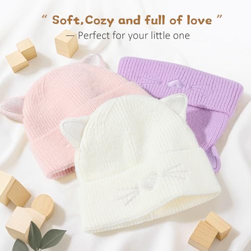 Baby Beanie Winter Hat with Cat Ear for Infant Toddler Boys Girls Kids Soft Knitted Hat Warm Skull Cap4