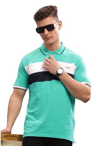 Image of ADRO Men's 100% Cotton Regular Fit Polo T-Shirt