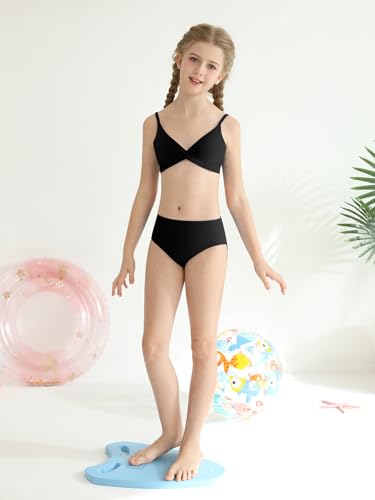 Girls Swimsuits with Shorts Twist Cross Bikini Set Teen Girls Swimming Bathing Suit with Adjustable Shoulder Straps2