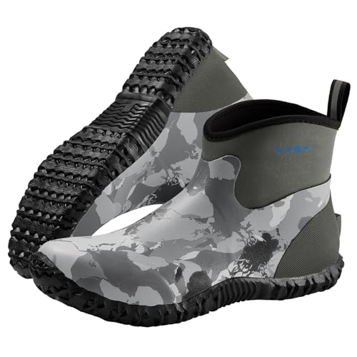 Image of Men's Waterproof 5.3-inch Ankle High Garden Shoes Rain Boots Slip-On Footwear for Gardening Farming Lawn Care Yard Work