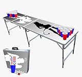 Standard 8-Foot Folding Beer Pong Table w/HEXCUPs, Beer Pong Balls, and Triangle Decals - Good n Bad...