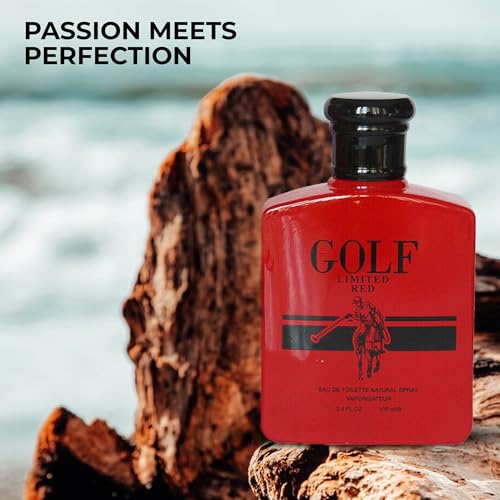 Image of AFLUXE 2PCS Valentine Milano /Golf Limited Red Eau De Toilette for Men-Fresh,Romantic Scent Perfume for Men 3.4 Fl Oz Each Mens Cologne For All Skin Daily Used