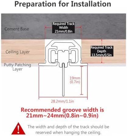 Heavy Duty Ceiling Curtain Track System - Sliding Door Rods for Curtains, Adjustable Lengths 2-10m, Recessed Mount, Ideal for Living Room & Bedroom - Easy Installation