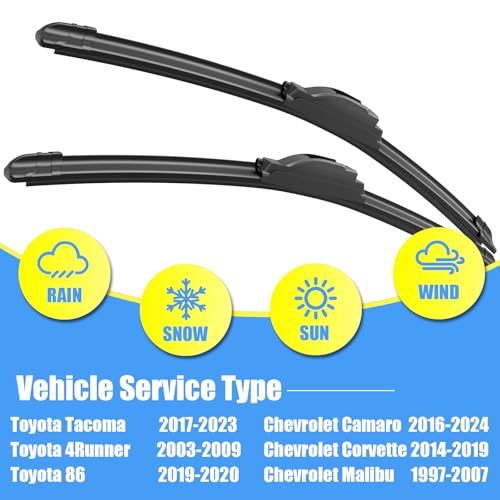 Image of Gavimnal 22 inch+20 inch Silicone Wiper Blades Replacement For Toyota Tacoma 2017-2023 4Runner 2003-2009 /Chevrolet Camaro 2016-2024 Corvette 2014-2019,All-Season Front Windshield Wiper Blades(Set of 2)