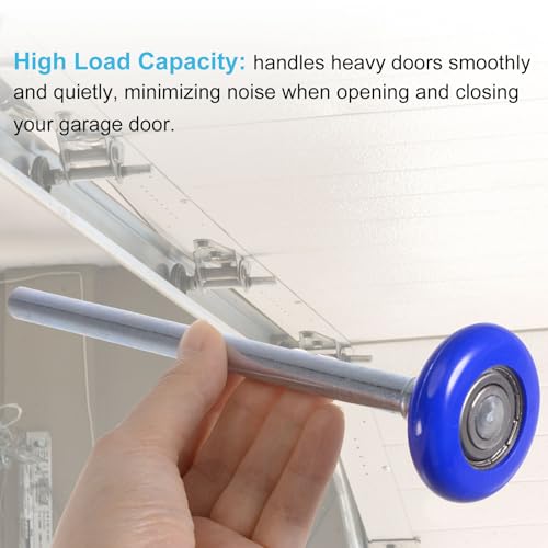 QUARKZMAN 2pcs 1.8 Nylon Garagentorrollen für 2 Garagenbahn, 7 langer Stiel, leise Garagentorrollen, 6200zz Präzisionslager mit 8 Kugeln, blau