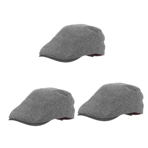 Toddmomy 3 Piezas Boinas De Moda Gorros para El Sol Gorra De Vendedor De Periódicos para Hombre Sombrero para El Sol Tapa Sombreros para Correr Sombrero a Cuadros Poliéster Dark Grey