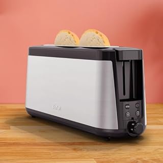 Tefal Element, Grille-pain, Fente longue, Grille-pain inox noir avec support à viennoiseries, Fonctions Réchauffage et Décongélation, TL430811