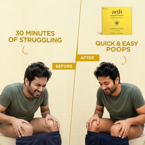 Image of Arth Isabgol Powder | Psyllium Husk with Inulin & Curcumin | Fiber for Constipation relief & Bloating | Mango Peach Flavour | 6g x 20 Sachets