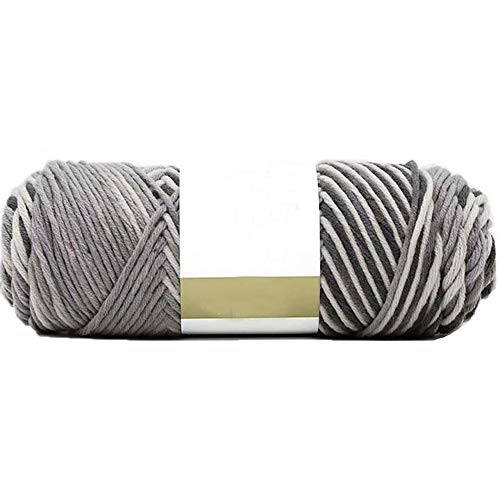 Image of Gray Soft Cotton Crochet Yarn 100g /0.22lb Rainbow Gradient DIY Knitting Hand Knit Worsted Super Soft Warm Yarn for Sweater Bag Hat Scarf