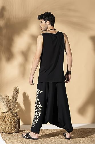 Image of The Veshti Company Printed Harem Pants for Men's Cotton Hippie Style Baggy Boho Yoga Pajama Pant with Pocket