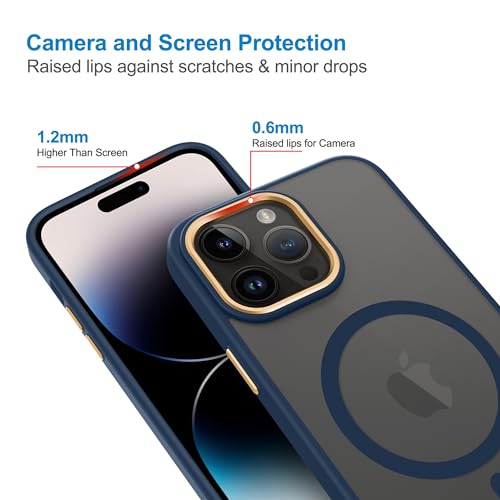 Image of iFAST Luxary Back Cover Case Compatible with iPhone 14 Pro Max | Magnetic Case Compatible with Magsafe Imported Soft Shokproof TPU and Hard Polycarbonate (PC) (Blue)