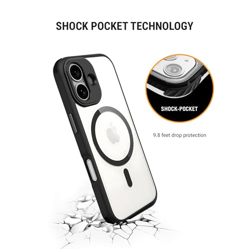Image of DailyObjects Polycarbonate Case for iPhone 16 Plus Compatible with Mag-Safe Wireless Charging | Black Hybrid Magnetic Armour Slim Shockproof Back Cover