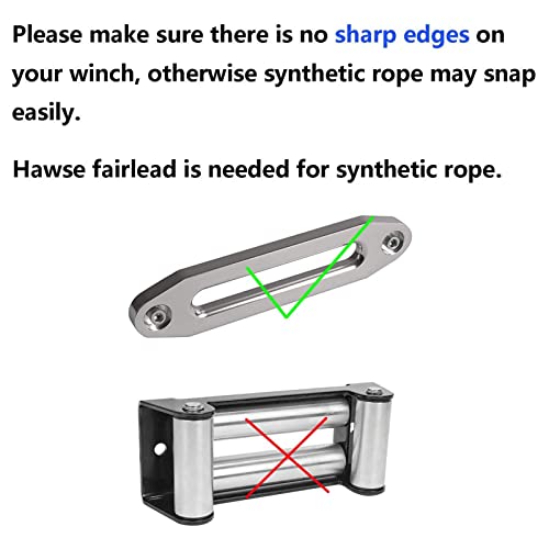 Synthetische Windenseil Windenleine Zugseil 4,8 Mm X 15 M Kunstfaser 5500 Lbs Bruchfestigkeit Wasserdichtes Zubehör für ATV UTV-Anhänger(Blau)
