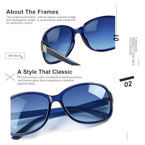 Image of SIPHEW Polarized Sunglasses for Women | UV400 Protection | Vintage Sun Glasses,Wraparound Shade,Lightweight & Comfortable,Big Sunnies eyewear,Driving,Outdoors