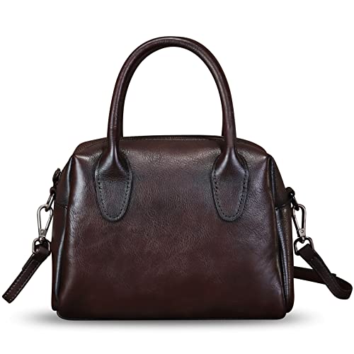 Image of Genuine Leather Handbag for Women Leather Top Handle Purse Retro Handmade Satchel Vintage Crossbody Hobo Bag