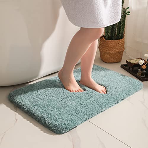 CHAKME Tapis de bain antidérapant 43 × 61 cm en microfibre douce lavable Tapis de salle de bain pour salle de bain, chambre à coucher et buanderie Bleu sarcelle Cover