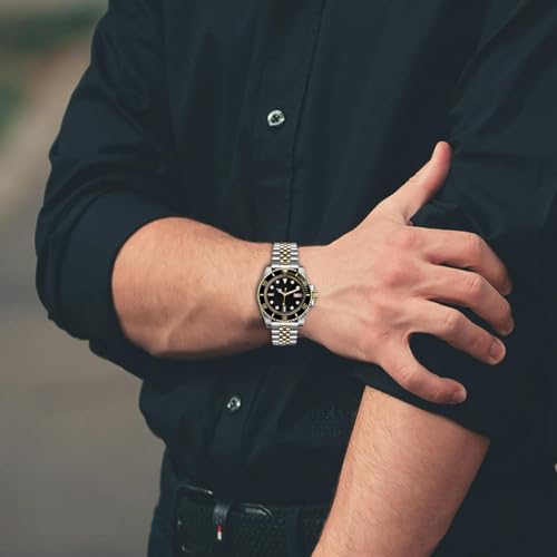 Image of Juntan Screw-in Stainless Steel Watch Band 20mm 21mm 22mm for Men Women, Curved End Straight End Metal Watch Strap with Oyster Buckle, Taperd Replacement Jubilee Bracelet Silver Gold