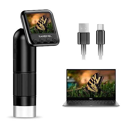 Rareidel Digital Microscope With 2" Lcd Screen, 400X-800X Hd Handheld Portable Pocket Microscope For Kids, Mini Coin Microscope Camera Magnifier, 6 Led Lights Adjustable, Usb To Pc #TOP28