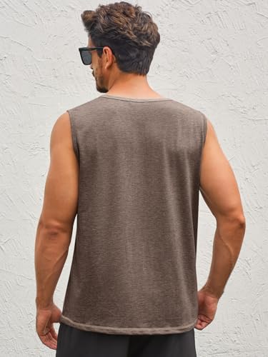 Runcati Men's Workout Tank Tops Sleeveless Gym Muscle Henley Shirt Casual Basic Summer Beach Tops3