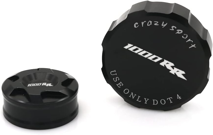 crazy sport Front Rear(2008-2019) Brake Clutch(2004-2007) Fluid Reservoir Cover Fits For HONDA CBR1000RR 1000RR 2004-2019 Tank Cap Motorcycle Accessories Motobike (Black)