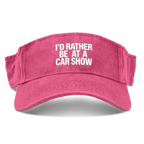 I'd Rather Be At A Car Show Ponytail Sun Vintage Cap for Womens Fashionable Visor Hats Pink