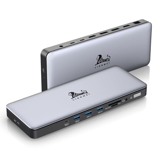 LIONWEI Thunderbolt 4 Dock 16 Ports - 96W Charging, 8K Displays, 40Gb/s, USB-A/C, 2.5GbE, Thunderbolt Dock Compatible for Mac/PC/Chrome（Intel Thunderbolt™ Certified）