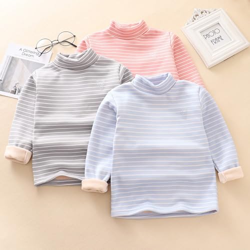 Toddler Boy Girl Thermal Tops Colour Stripe High Collar Long Sleeve Pullover Autumn Boys Long Sleeve Button3