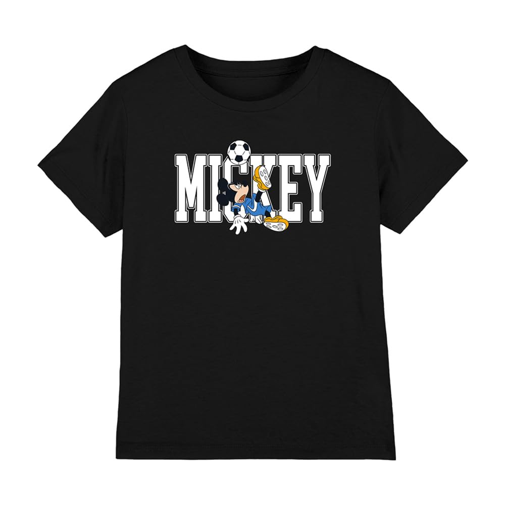 Disney Mickey Mouse Football Kick Kids T Shirt, Black, 7-8Y