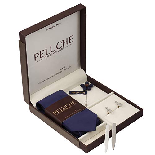 Image of Peluche Modish Navy Blue Colored Microfiber Necktie for Men
