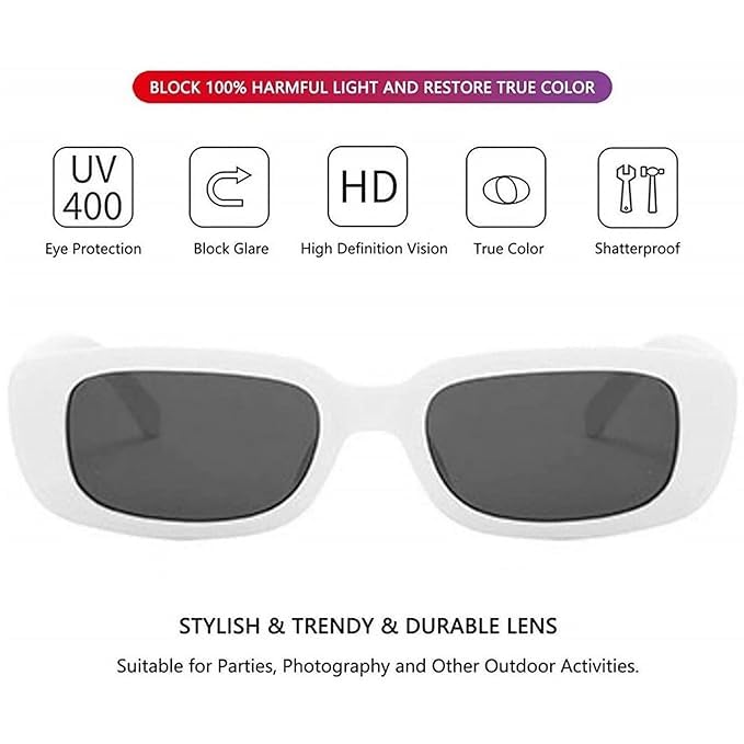 Image of Rectangular Sunglasses, Black Frame, Dark Grey Lenses, Retro Style-Men Women