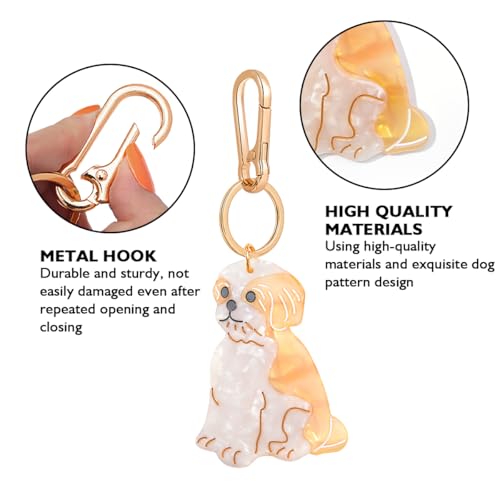 Dog-Shaped Bag Clasp & Keychain Charm- Acetate Animal Clip with Gold-Tone Metal