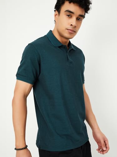 Image of Max Mens Cotton Blend Regular Fit Half Sleeves Solid Polo T-Shirt