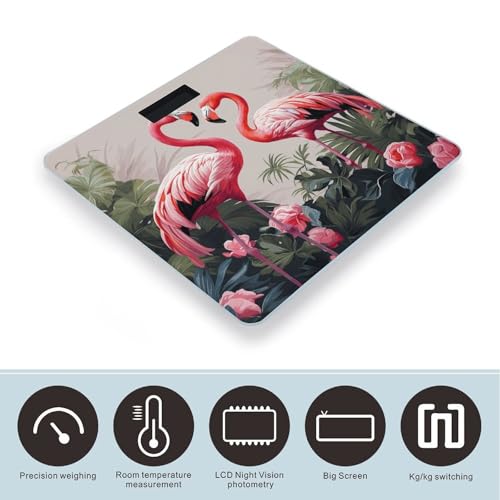 Báscula digital de baño con diseño de flamencos rosas miniatura 3