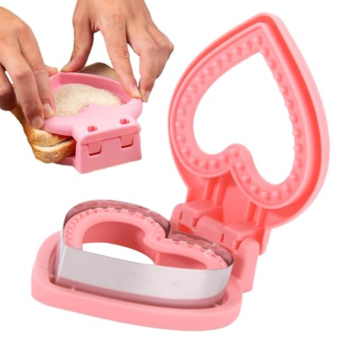 Cortador de sándwich – Cortador de pan en forma de corazón de acero inoxidable, herramienta de prensa para cortar galletas, cortador de sándwich de desayuno, sellador de almuerzo para niños, molde par