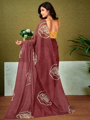 Image of Satrani Women's Chanderi Cotton Printed Ready To Wear One Minute Pre Pleated Readymade Saree with Unstitched Blouse Piece