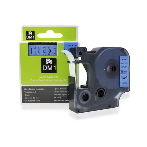 Fita Refil Compatível D1 45016 Azul 12mm para Rotulador Dymo LM150 LM160P LM210D LM420P LM500TS Colo