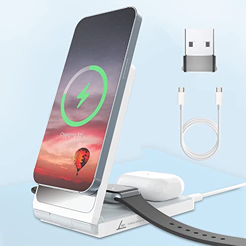 Chargeur sans Fil 4 en 1 Station de Charge inductive 30W Chargeur Rapide sans Fil Support pour téléphone Portable Compatible avec iPhone 14, 13, 12 Pro, Mini, Max, XS, AirPods, iWatch, Samsung Galaxy Cover