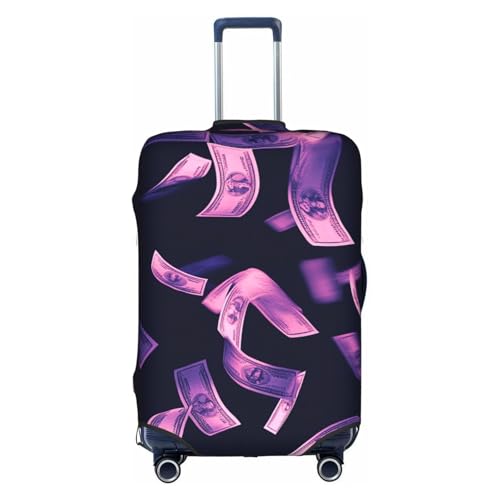 Purple Dollar Flying In The Air Travel Luggage Cover Elastic Suitcase Protector Washable Baggage Covers For Trunk Case Fits 22-24 Inch Luggage