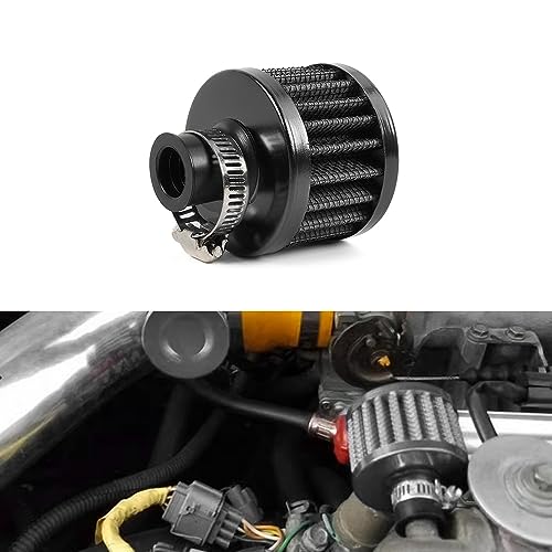 MUGE RACING 2Pcs Air Filter Cold Air Intake Filter Breather 12mm Valve Cover Breather Filter For Car and Motorcycle(Black) - Thumbnail 7