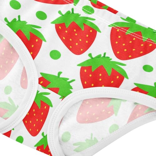 Toddler Underwear Custom 2t Cotton Cute Panties Girl Funny Briefs Undies Kids Cartoon Strawberries Dots Red4